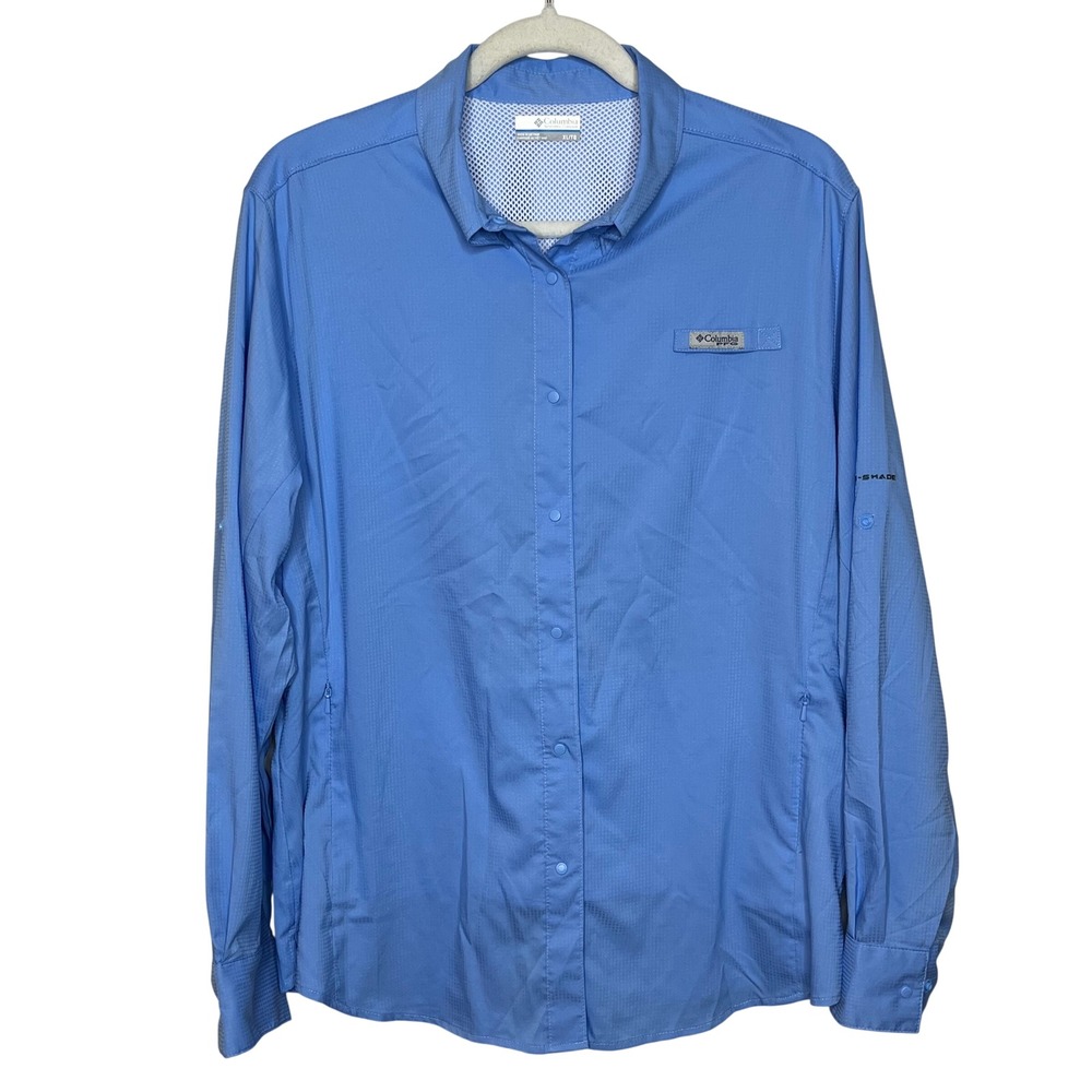 Columbia PFG Tamiami II Blue Long Sleeve Outdoor Shirt XL UPF 40 Vented